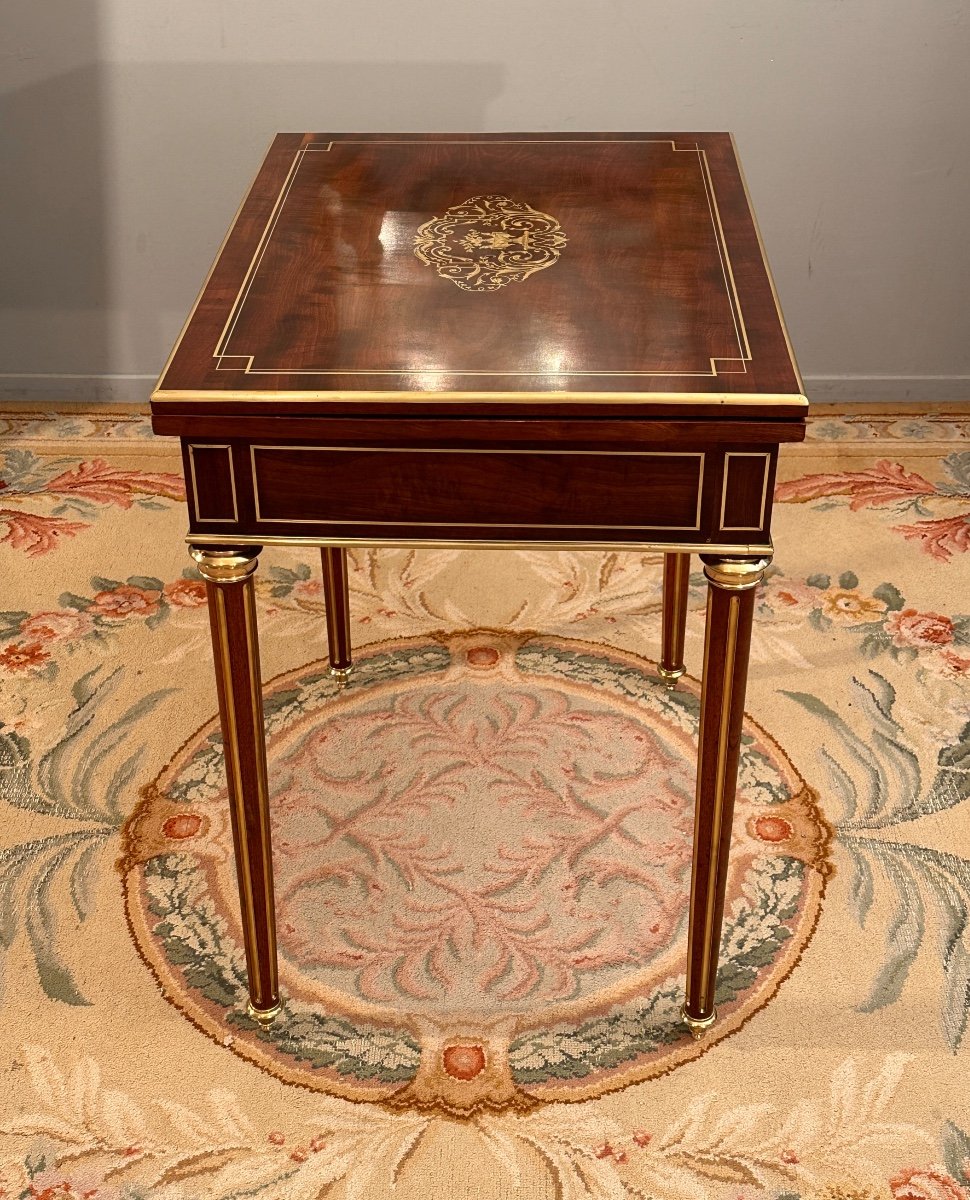 Louis XVI Style Mahogany Games Table Napoleon III Period-photo-3