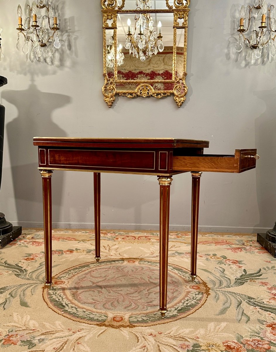 Louis XVI Style Mahogany Games Table Napoleon III Period-photo-2
