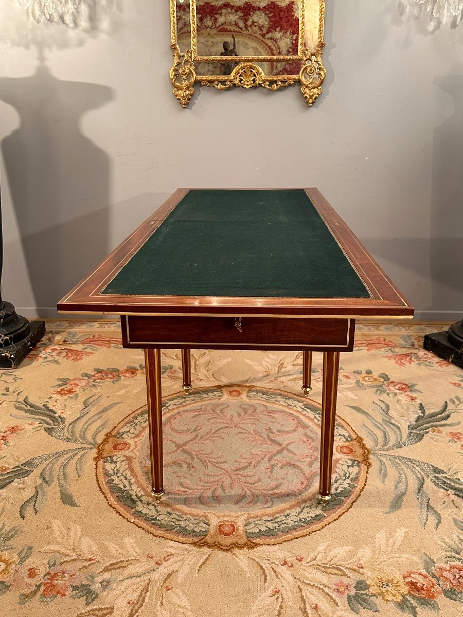Louis XVI Style Mahogany Games Table Napoleon III Period-photo-5