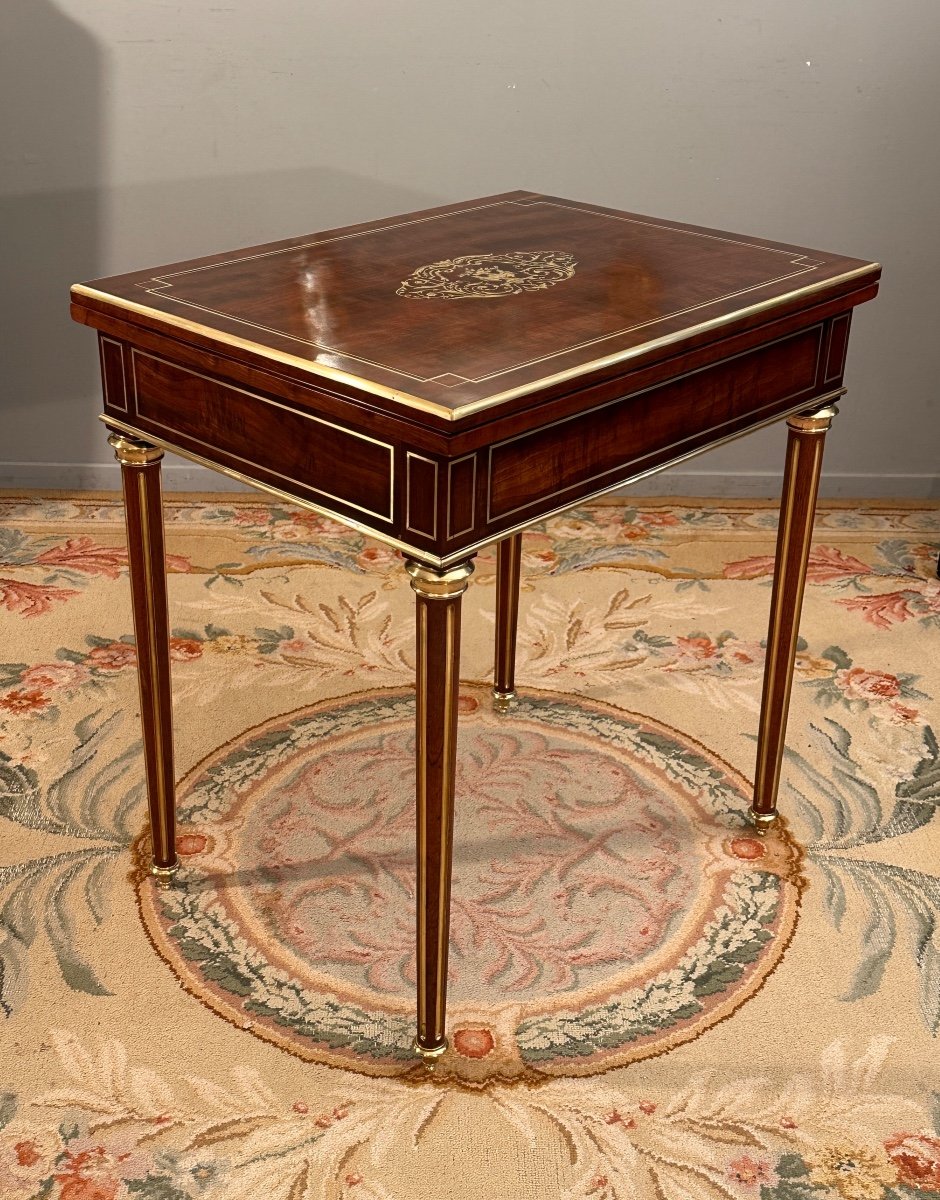 Louis XVI Style Mahogany Games Table Napoleon III Period-photo-7