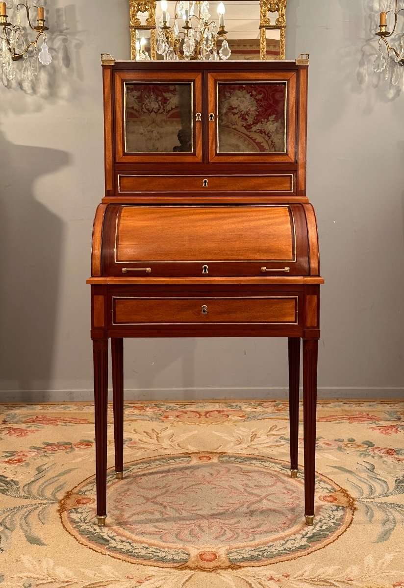 Petit Bureau A Cylindre Bonheur du Jour d'Epoque Louis XVI Vers 1780-photo-2