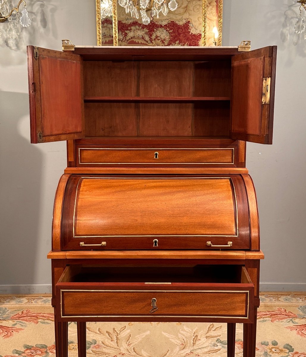 Petit Bureau A Cylindre Bonheur du Jour d'Epoque Louis XVI Vers 1780-photo-3