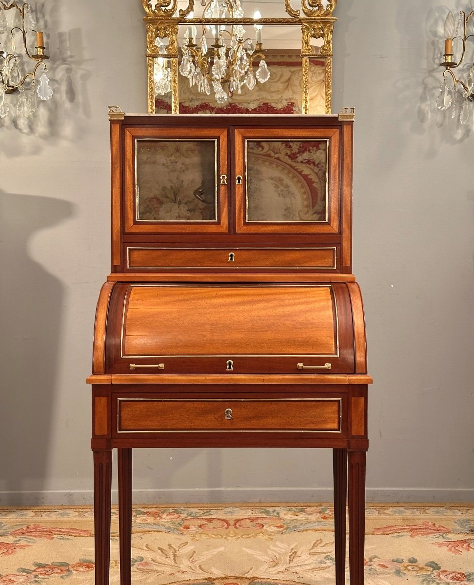 Petit Bureau A Cylindre Bonheur du Jour d'Epoque Louis XVI Vers 1780-photo-4