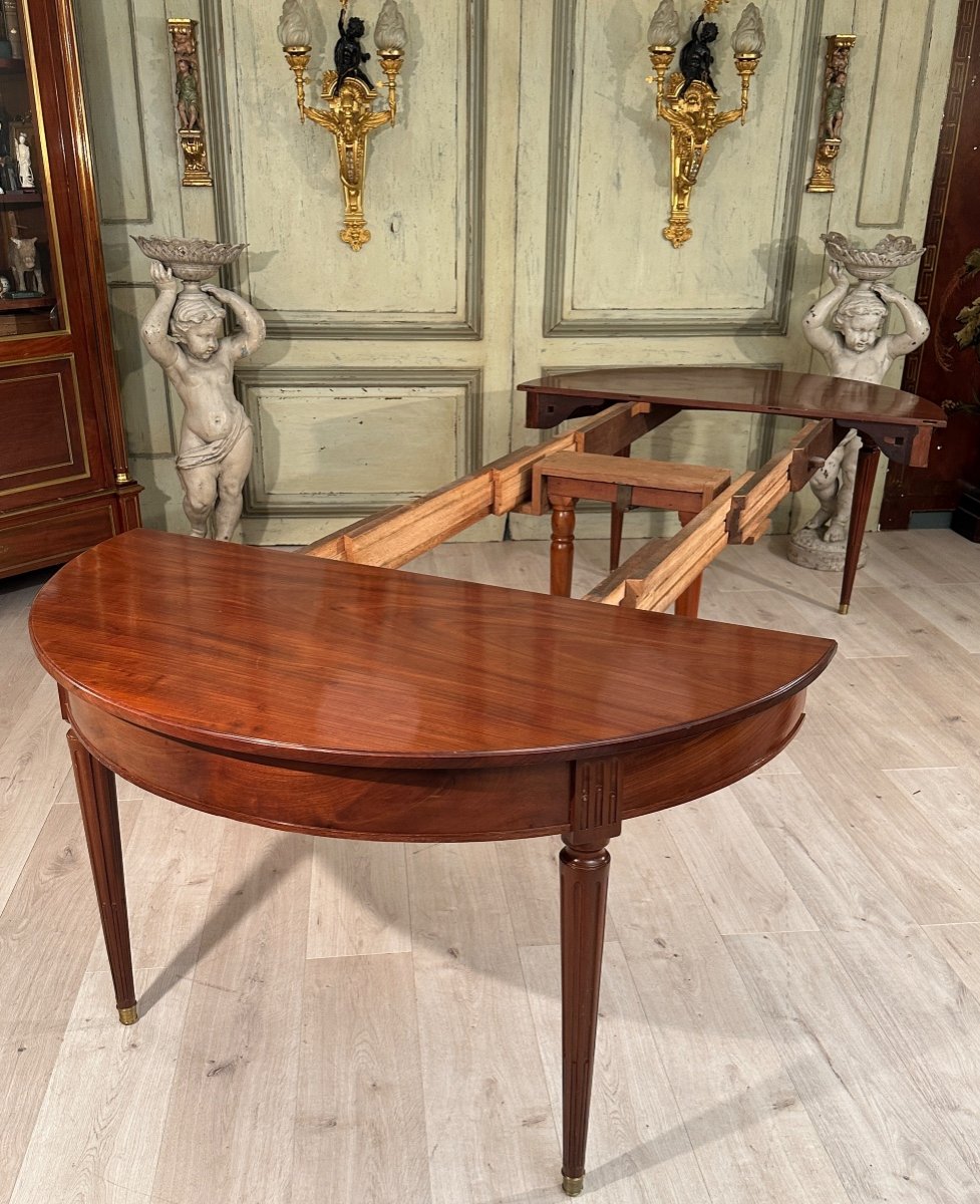 Louis XVI Style Mahogany Dining Table With Band 19th Century (285 Cm)-photo-2