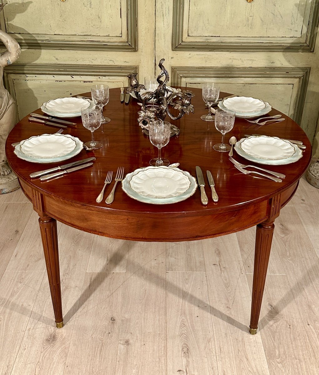 Louis XVI Style Mahogany Dining Table With Band 19th Century (285 Cm)-photo-1