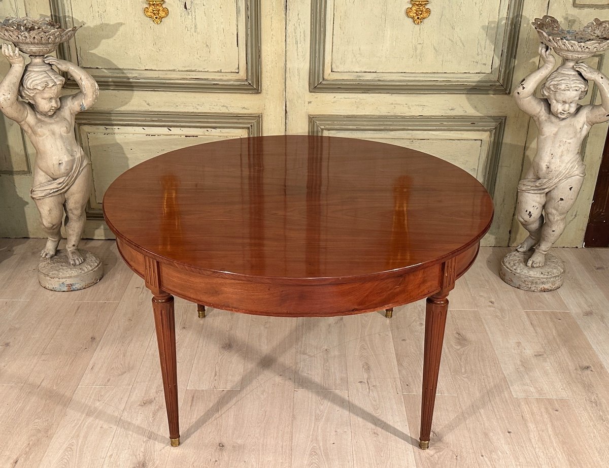 Louis XVI Style Mahogany Dining Table With Band 19th Century (285 Cm)-photo-5