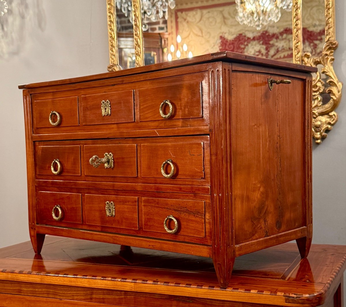 Petite Commode Dite de Maîtrise En Acajou d'Epoque Louis XVI Vers 1780-photo-4