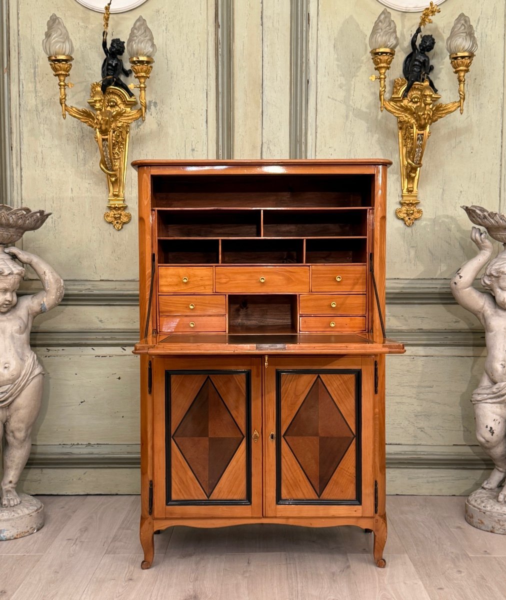 Jean Francois Hache, Louis XV Style Marquetry Secretary, 18th Century-photo-3