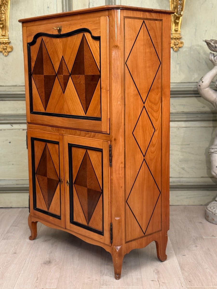 Jean Francois Hache, Louis XV Style Marquetry Secretary, 18th Century-photo-4