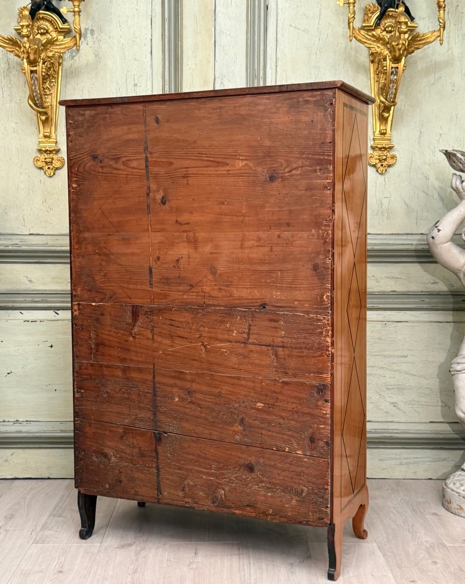 Jean Francois Hache, Louis XV Style Marquetry Secretary, 18th Century-photo-5