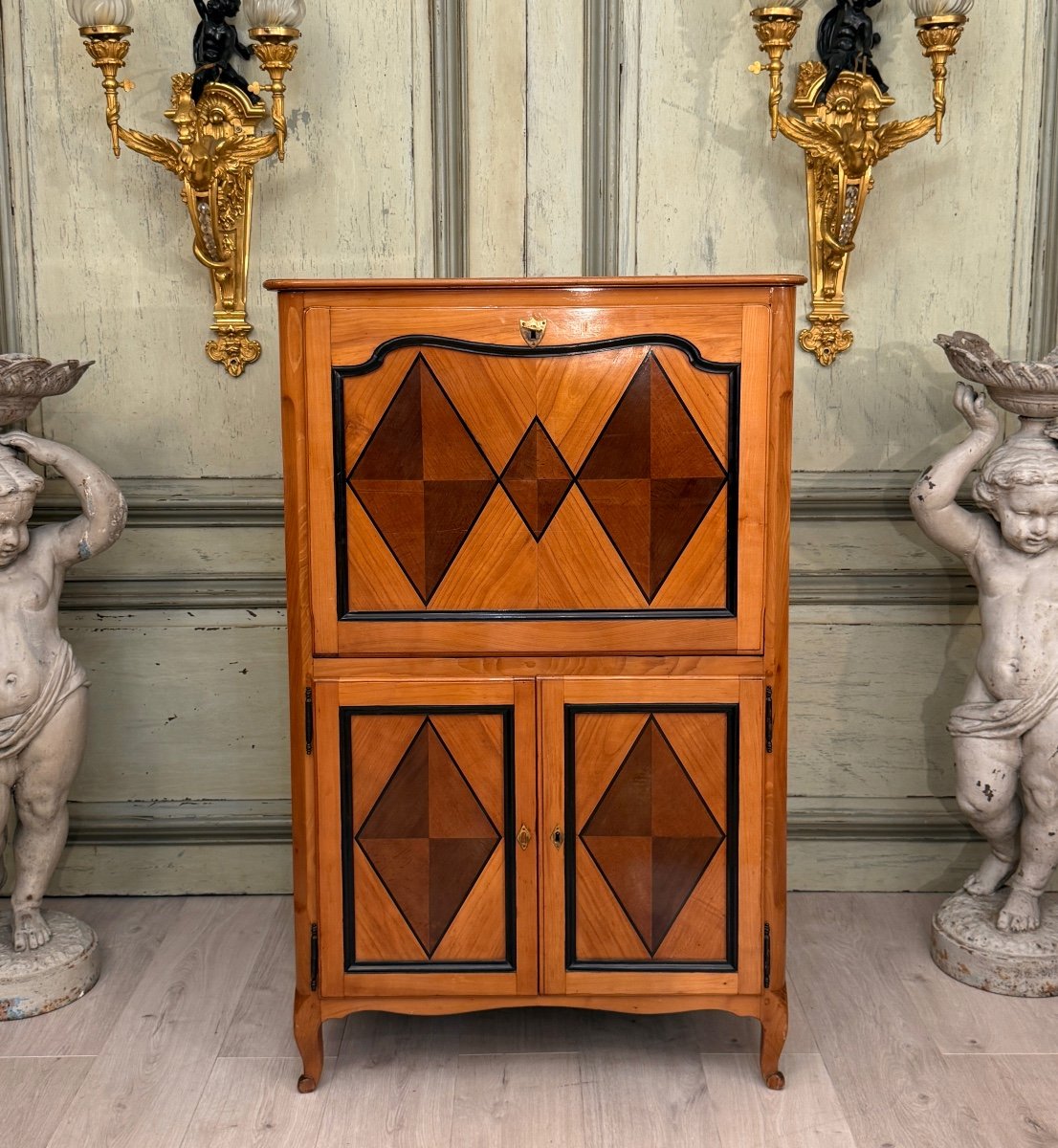 Jean Francois Hache, Louis XV Style Marquetry Secretary, 18th Century