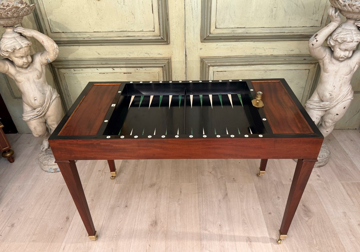 Table Tric Trac En Acajou d'Epoque Louis XVI Vers 1780-photo-4