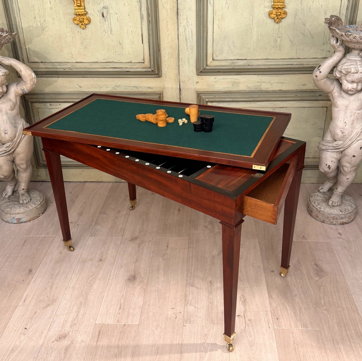 Table Tric Trac En Acajou d'Epoque Louis XVI Vers 1780-photo-3