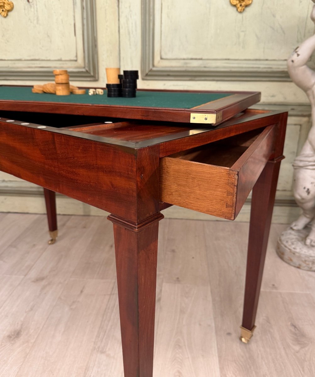Table Tric Trac En Acajou d'Epoque Louis XVI Vers 1780-photo-2