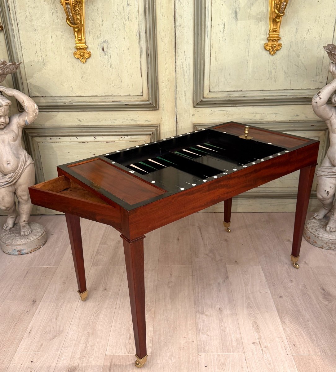 Table Tric Trac En Acajou d'Epoque Louis XVI Vers 1780-photo-7