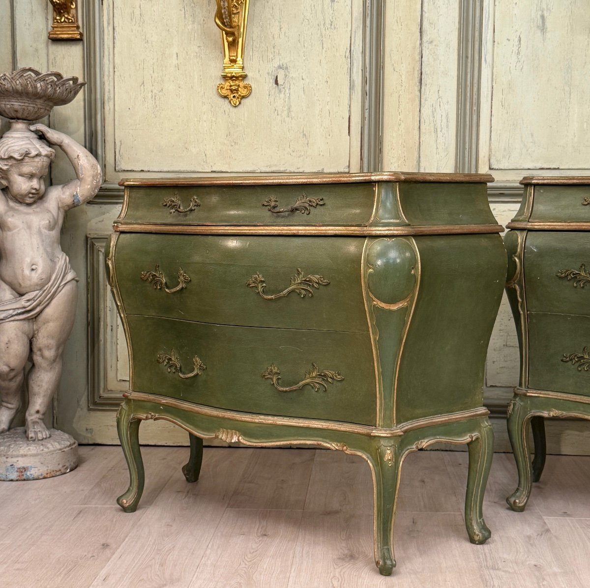 Pair Of Venetian Lacquered Wood Chests Of Drawers Circa 1900-photo-4