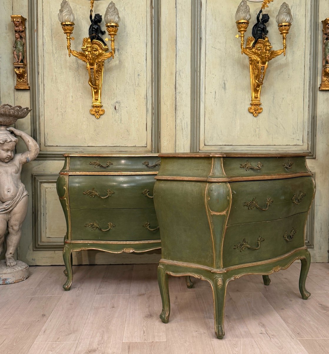 Pair Of Venetian Lacquered Wood Chests Of Drawers Circa 1900-photo-7