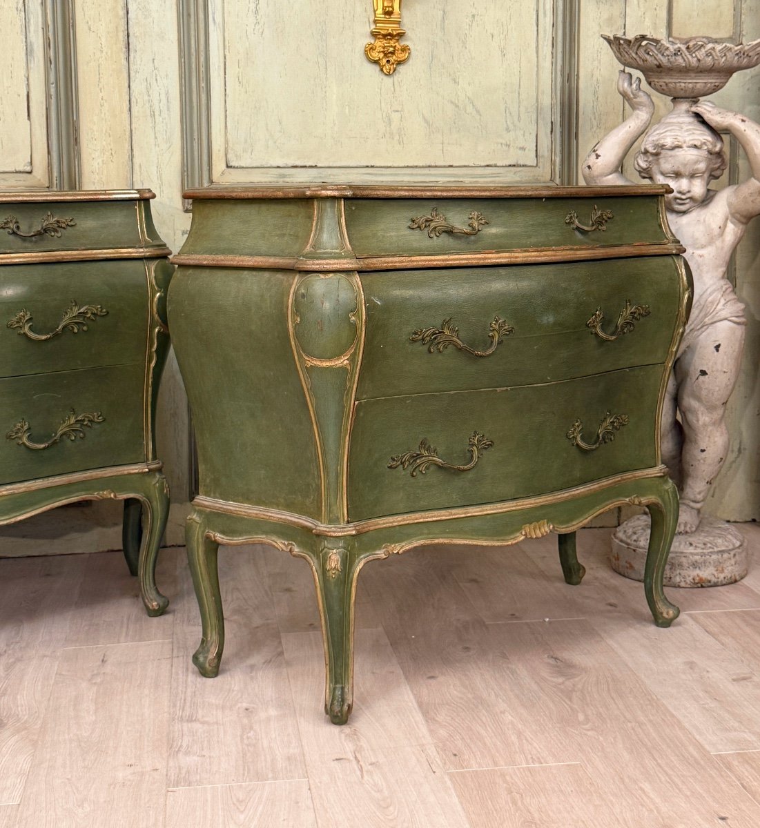 Pair Of Venetian Lacquered Wood Chests Of Drawers Circa 1900-photo-6