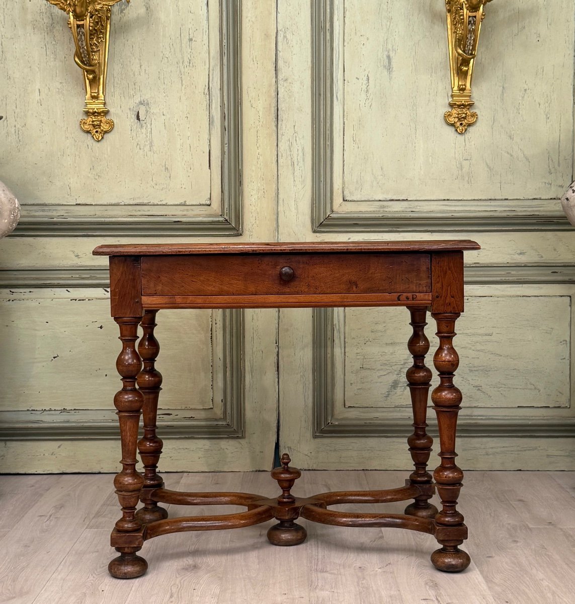 Table A Ecrire En Noyer d'Epoque Louis XIV Estampille XVIIème Siecle-photo-2