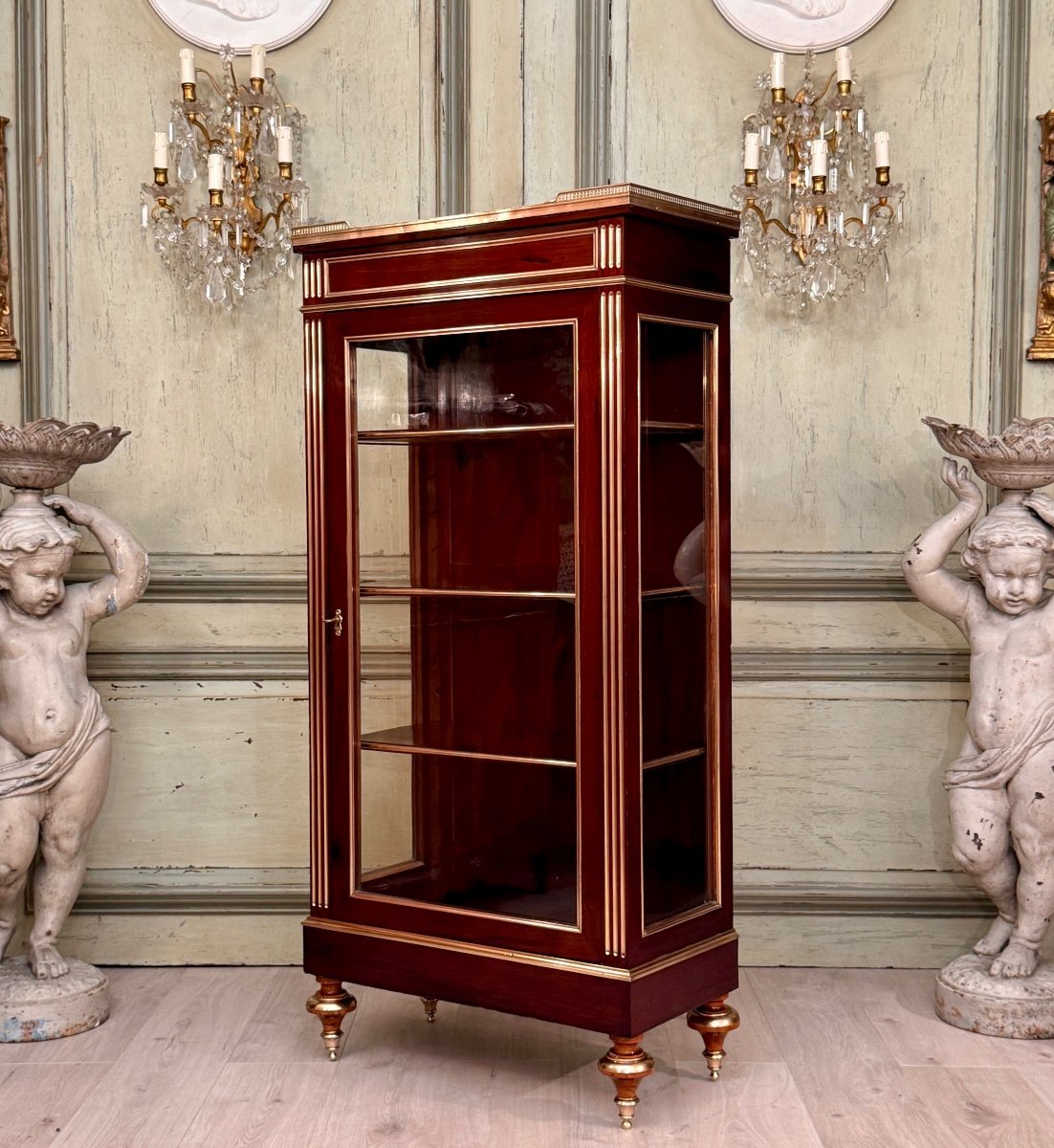 Louis XVI Style Mahogany Bookcase Display Case Circa 1860