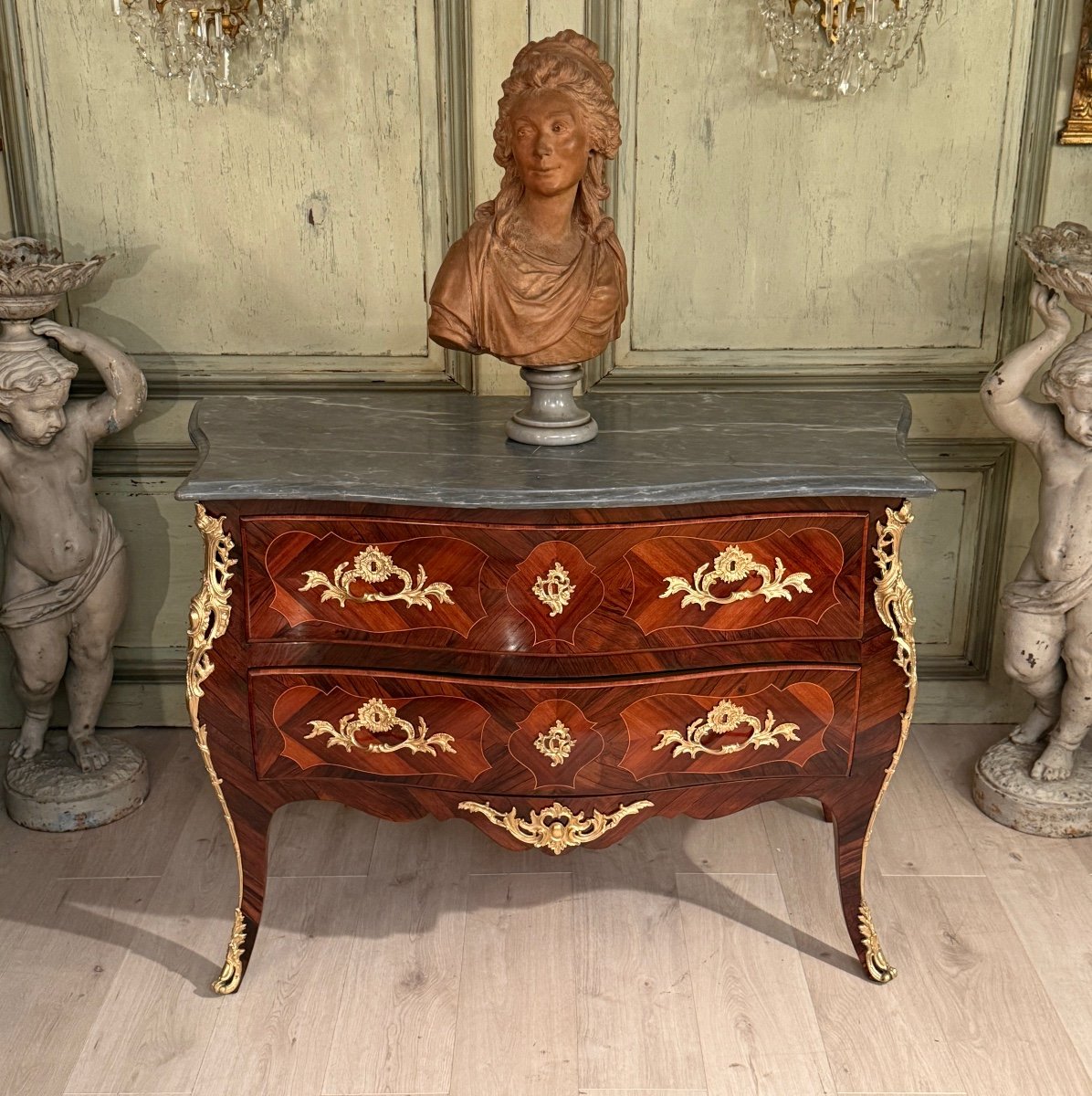 Louis XV Period Marquetry Sauteuse Chest Of Drawers Circa 1750-photo-5