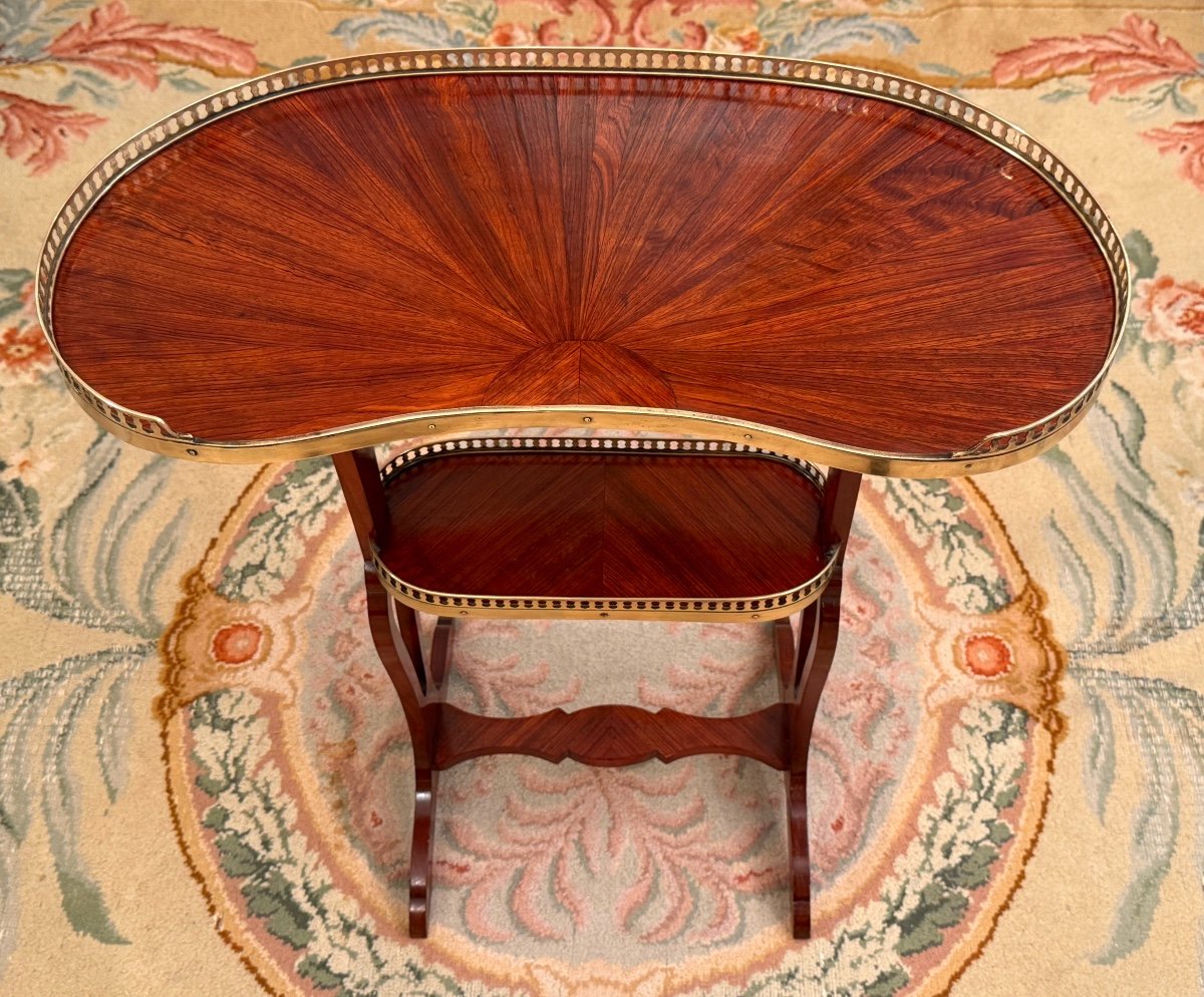 Crystal Staircase, Louis XVI Style Kidney Table Stamped Circa 1900-photo-2