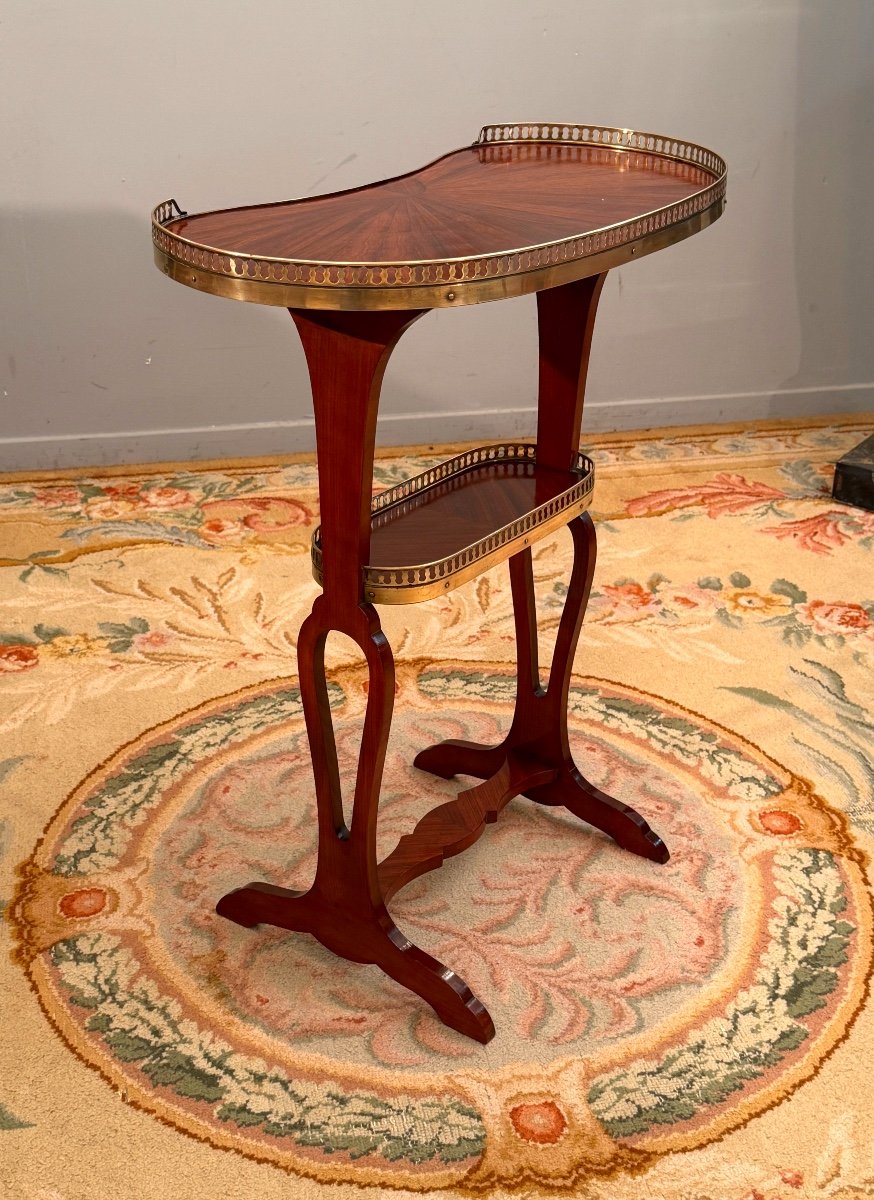 Crystal Staircase, Louis XVI Style Kidney Table Stamped Circa 1900-photo-4