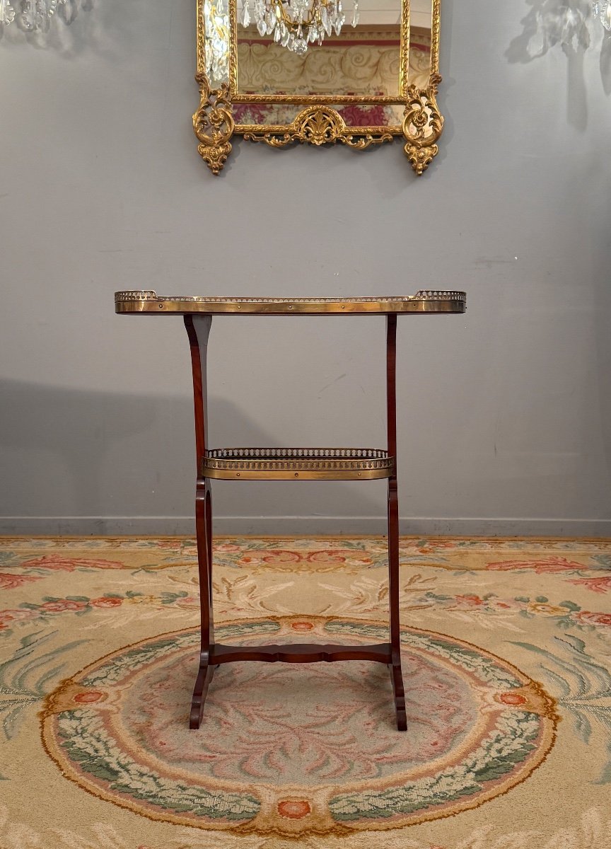 Crystal Staircase, Louis XVI Style Kidney Table Stamped Circa 1900-photo-5