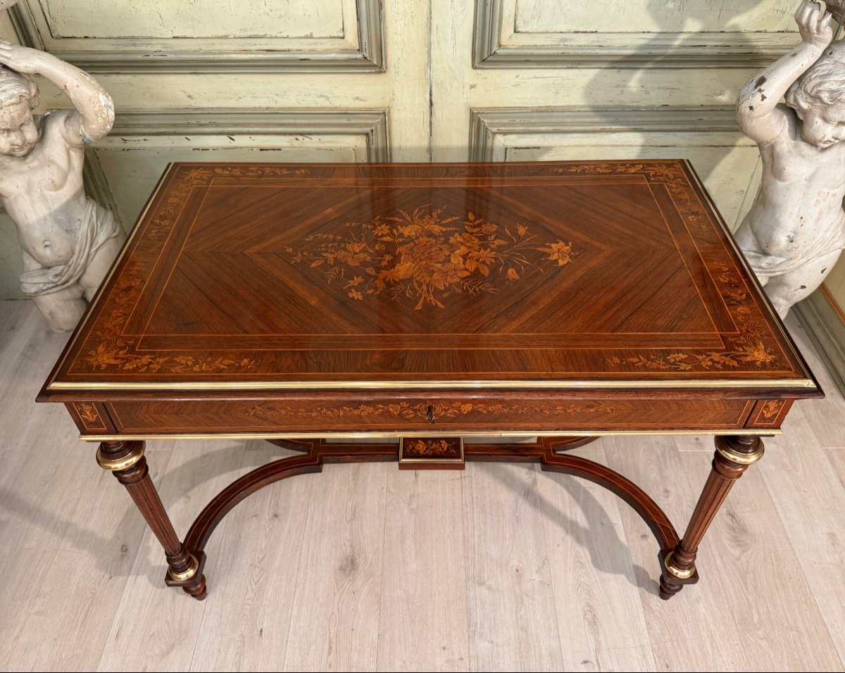 Napoleon III Period Marquetry Center Table, Circa 1870-photo-4