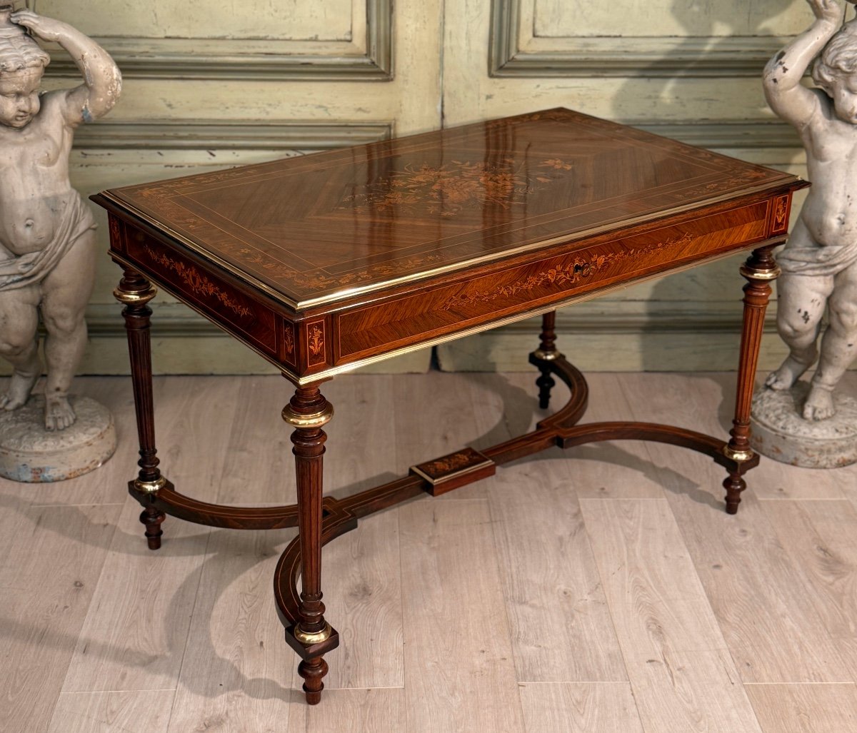 Napoleon III Period Marquetry Center Table, Circa 1870-photo-3