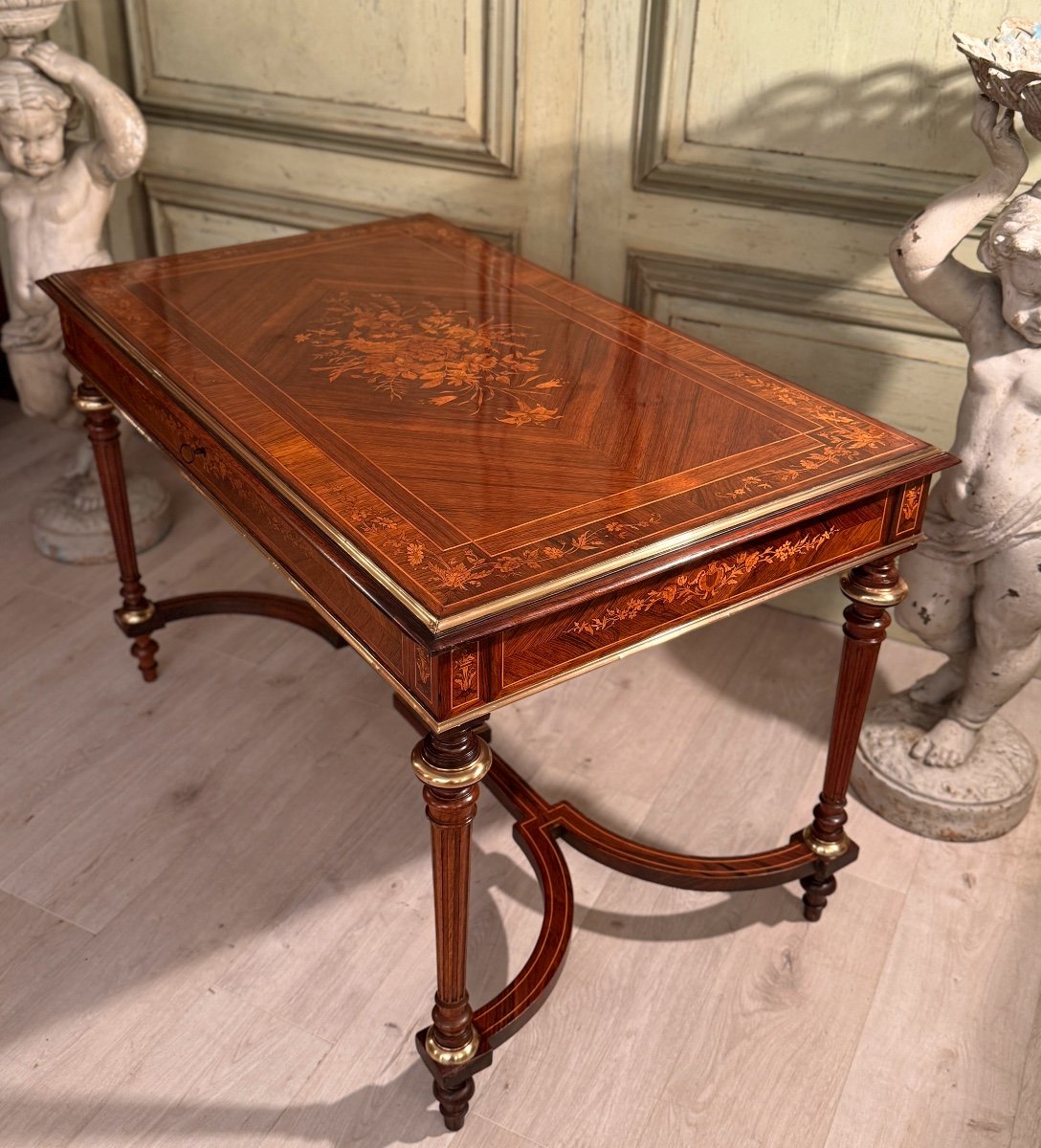Napoleon III Period Marquetry Center Table, Circa 1870