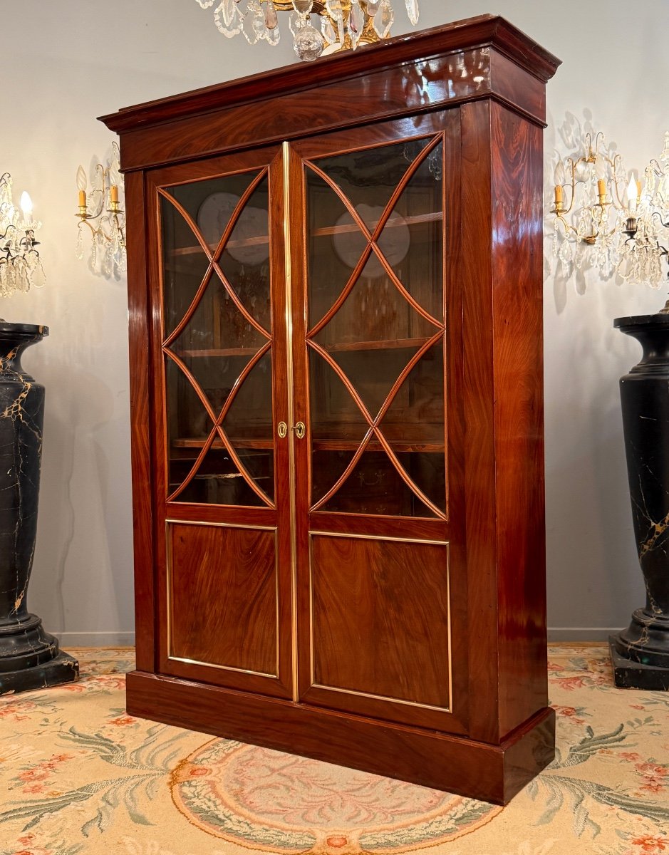 Restoration Period Mahogany Display Cabinet Library Circa 1820-photo-2
