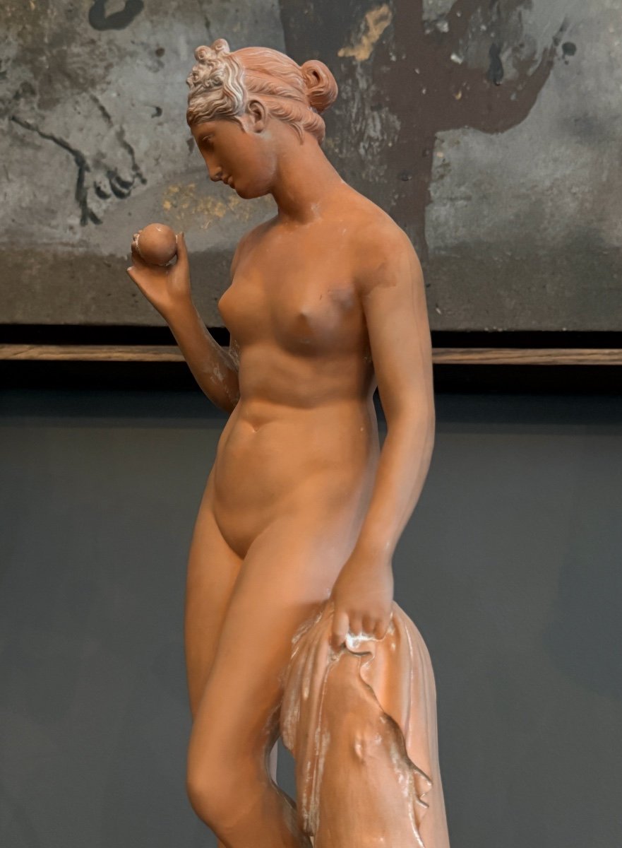 Peter Ipsen, Sculpture En Terre Cuite Venus A La Pomme (1815 - 1860)-photo-5