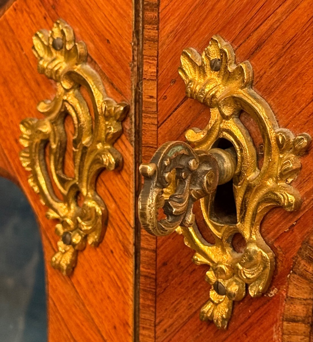 Vitrine Bibliothèque En Marqueterie d'Epoque Transition Vers 1760-photo-4