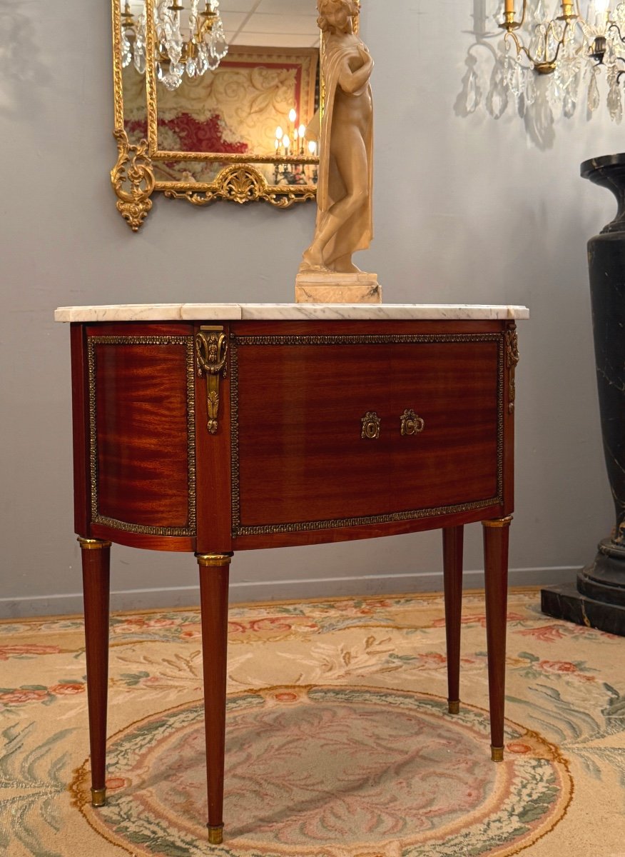 Louis XVI Style Half-moon Chest Of Drawers, Faubourg Work, Circa 1900-photo-3