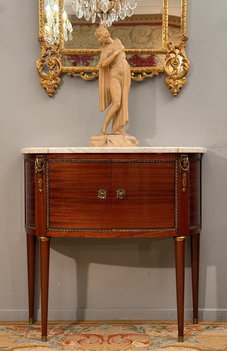 Louis XVI Style Half-moon Chest Of Drawers, Faubourg Work, Circa 1900