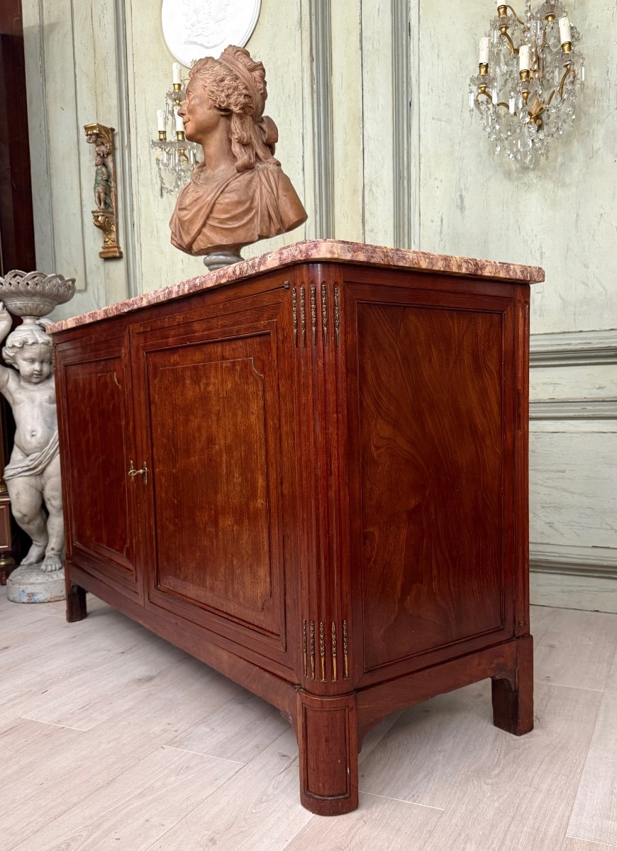 Important Buffet De Chasse En Acajou Moucheté d'Epoque Louis XVI Vers 1780-photo-4