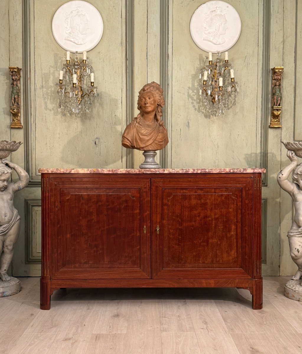 Important Buffet De Chasse En Acajou Moucheté d'Epoque Louis XVI Vers 1780-photo-2
