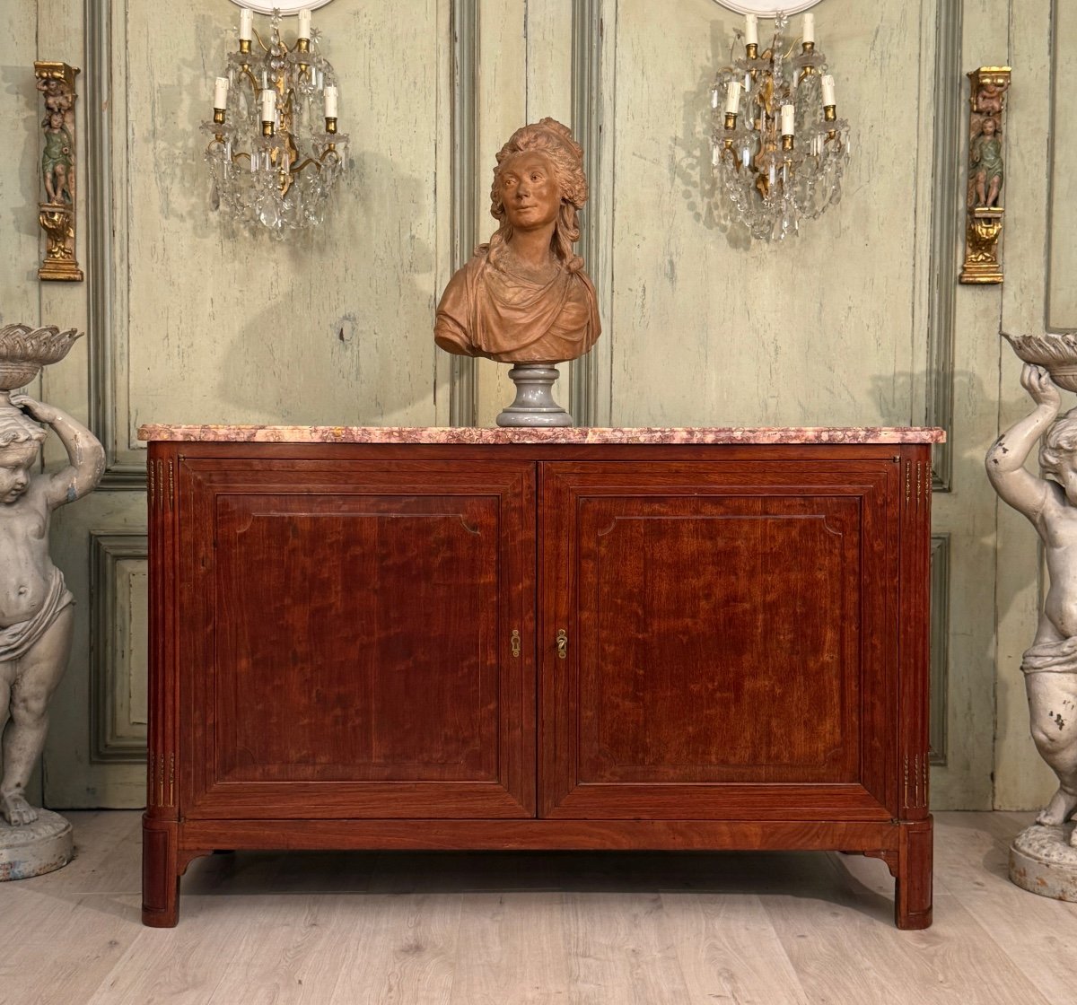Important Buffet De Chasse En Acajou Moucheté d'Epoque Louis XVI Vers 1780-photo-3