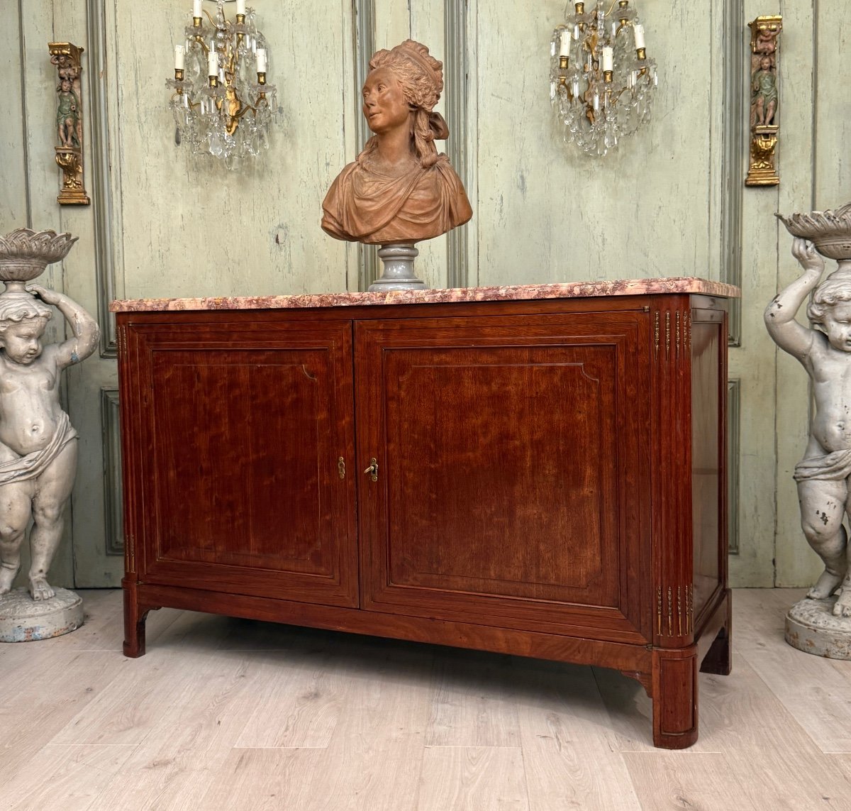 Important Buffet De Chasse En Acajou Moucheté d'Epoque Louis XVI Vers 1780-photo-5
