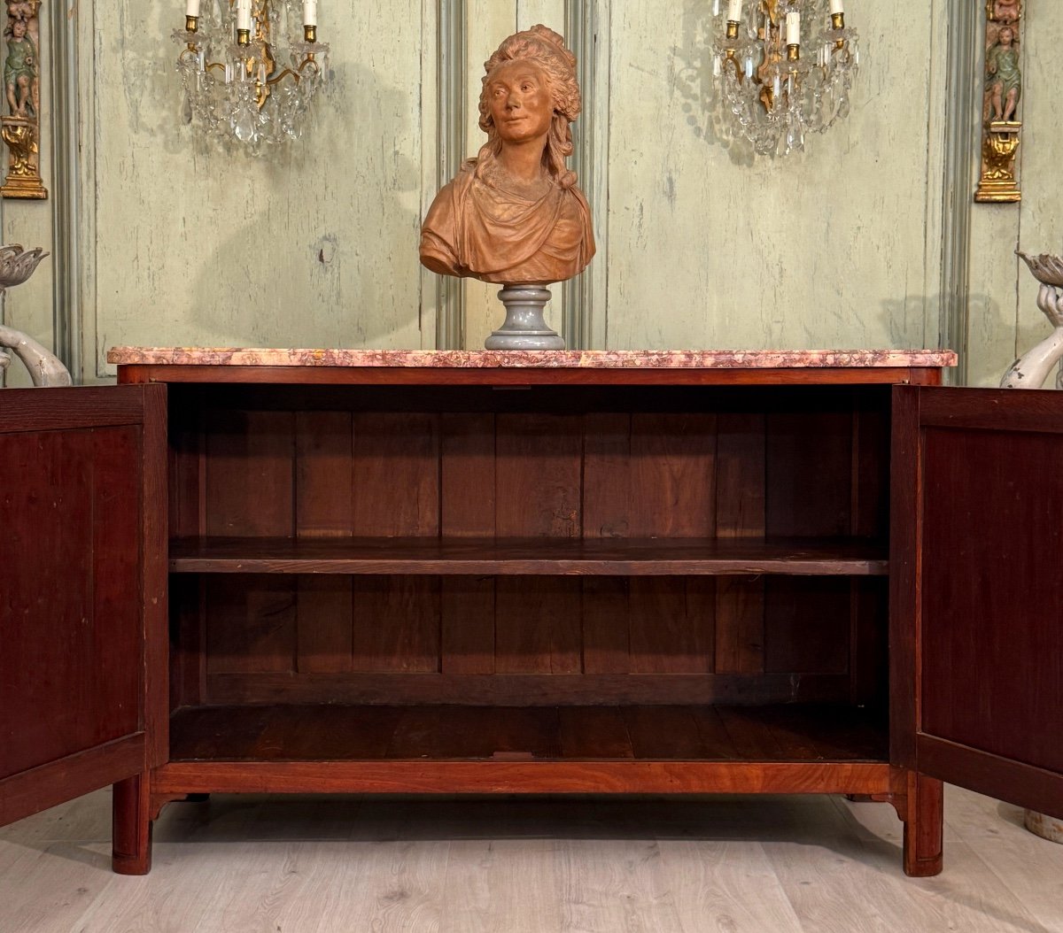 Important Buffet De Chasse En Acajou Moucheté d'Epoque Louis XVI Vers 1780-photo-6