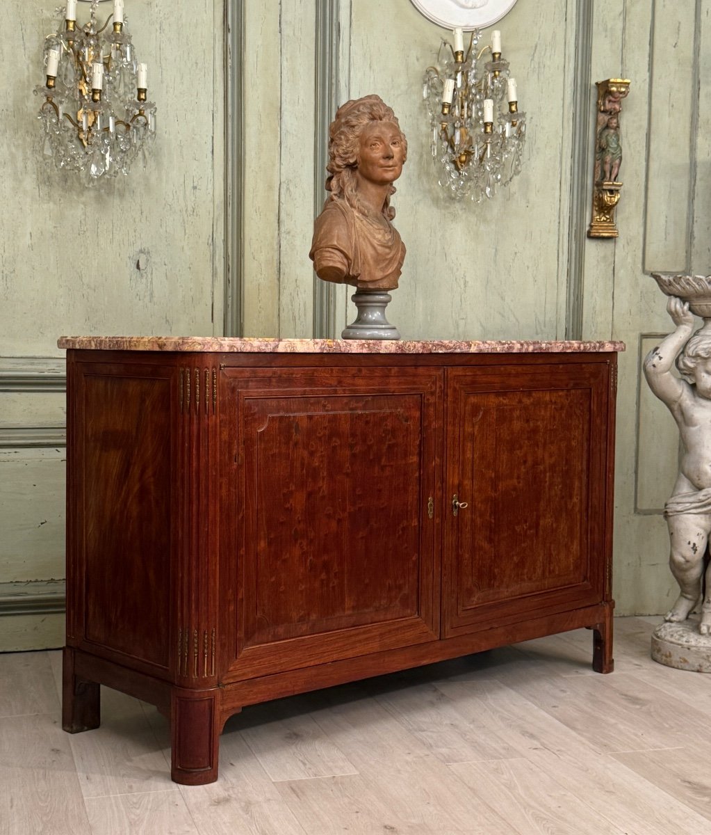Important Buffet De Chasse En Acajou Moucheté d'Epoque Louis XVI Vers 1780-photo-7