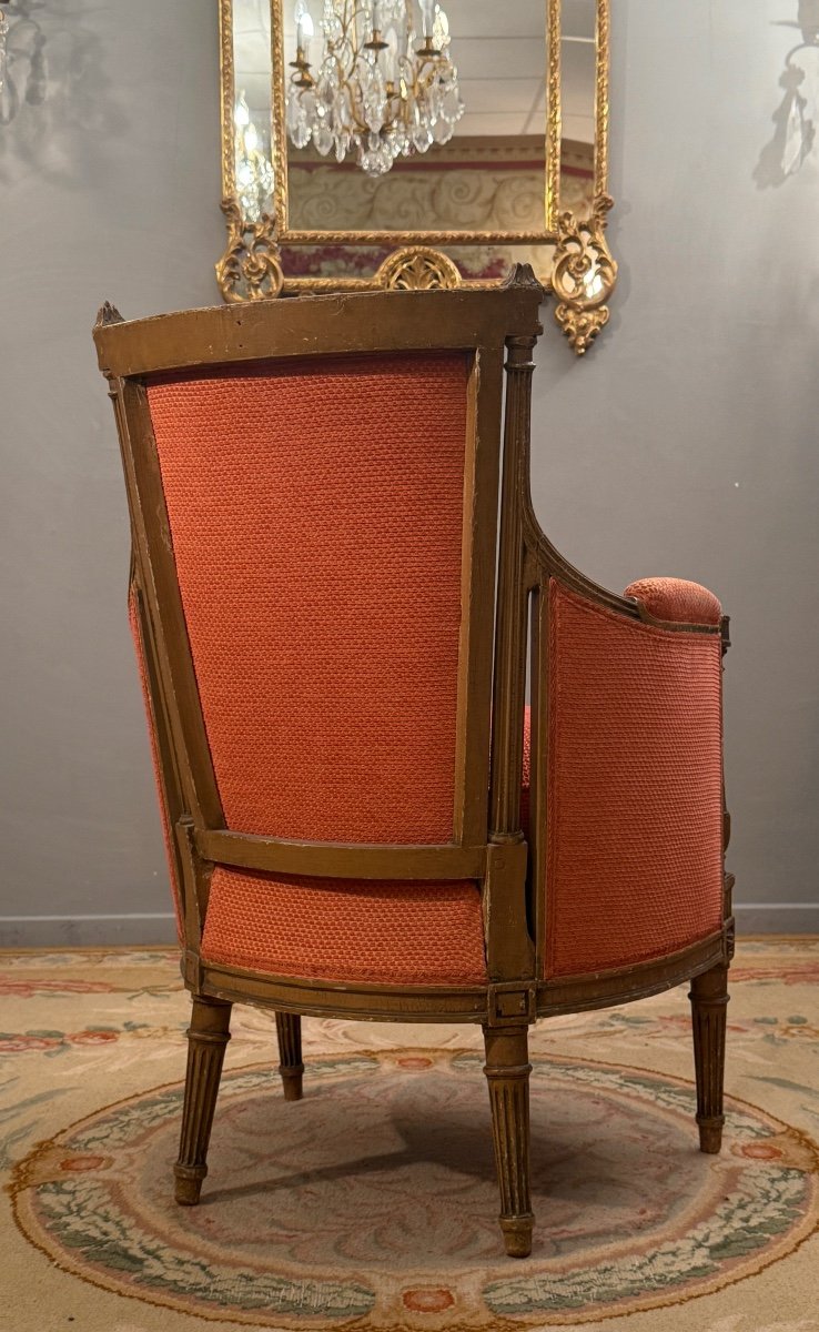 Bergère En Bois Laqué d'Epoque Louis XVI, Vers 1780-photo-3