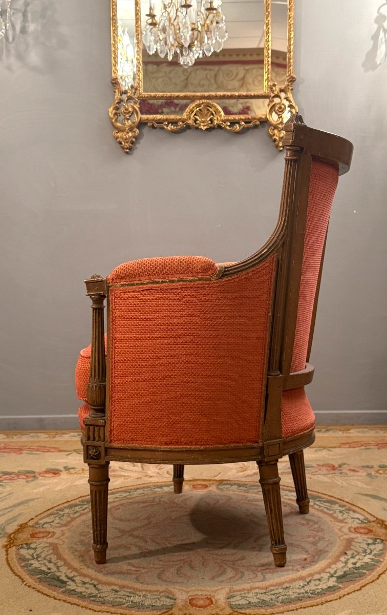 Bergère En Bois Laqué d'Epoque Louis XVI, Vers 1780-photo-4