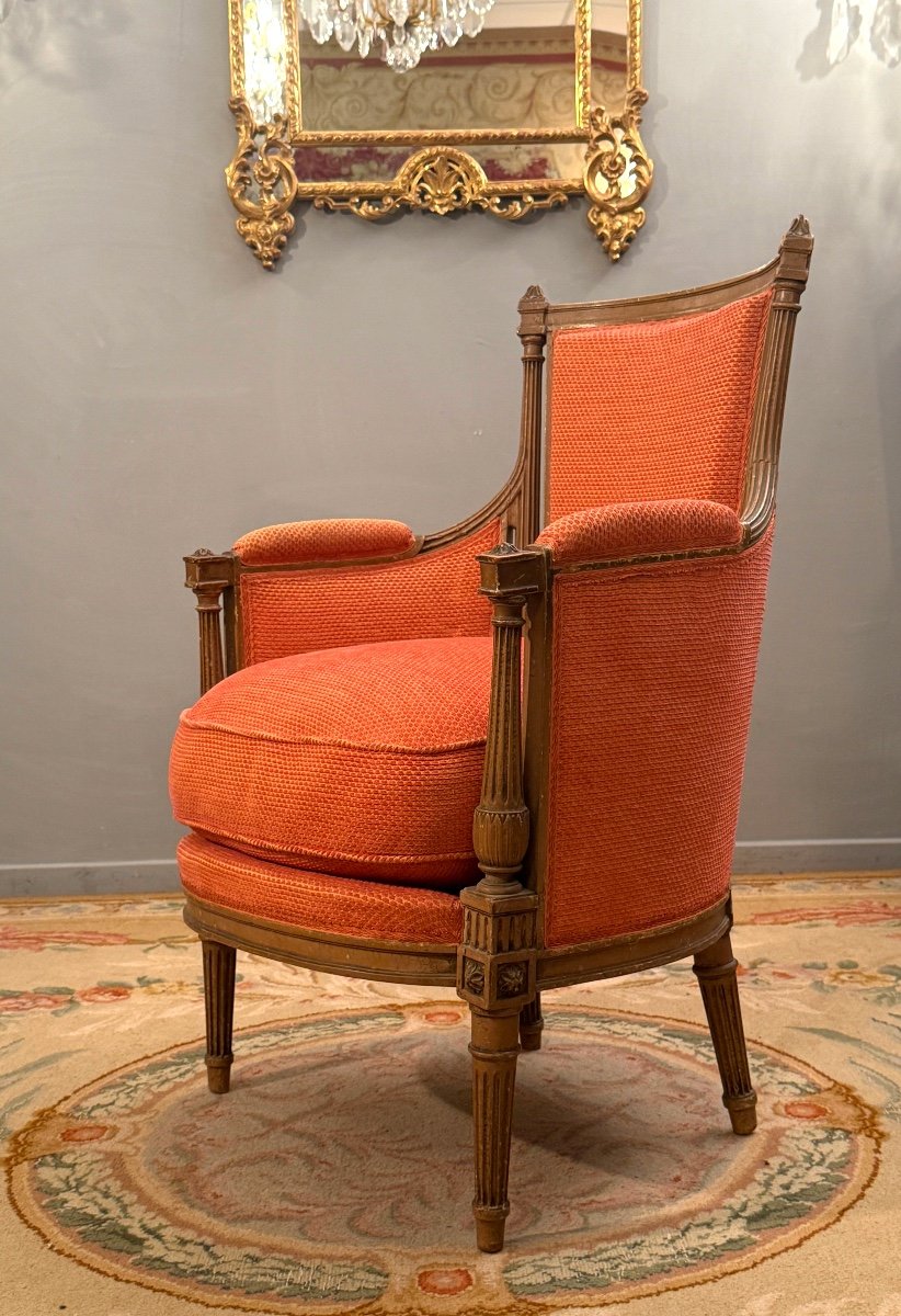 Bergère En Bois Laqué d'Epoque Louis XVI, Vers 1780-photo-2