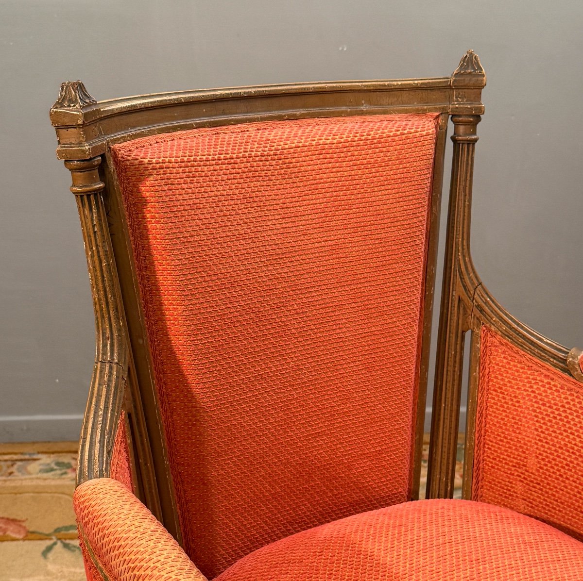 Bergère En Bois Laqué d'Epoque Louis XVI, Vers 1780-photo-3