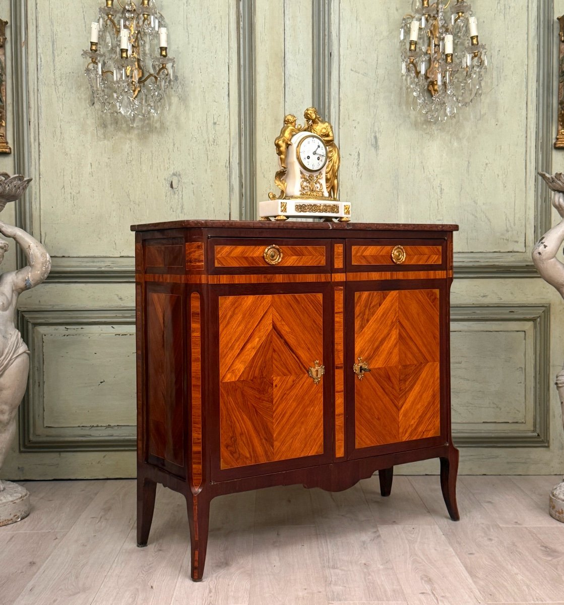 Buffet, Meuble d'Entre Deux En Marqueterie d'Epoque Transition Vers 1760-photo-5