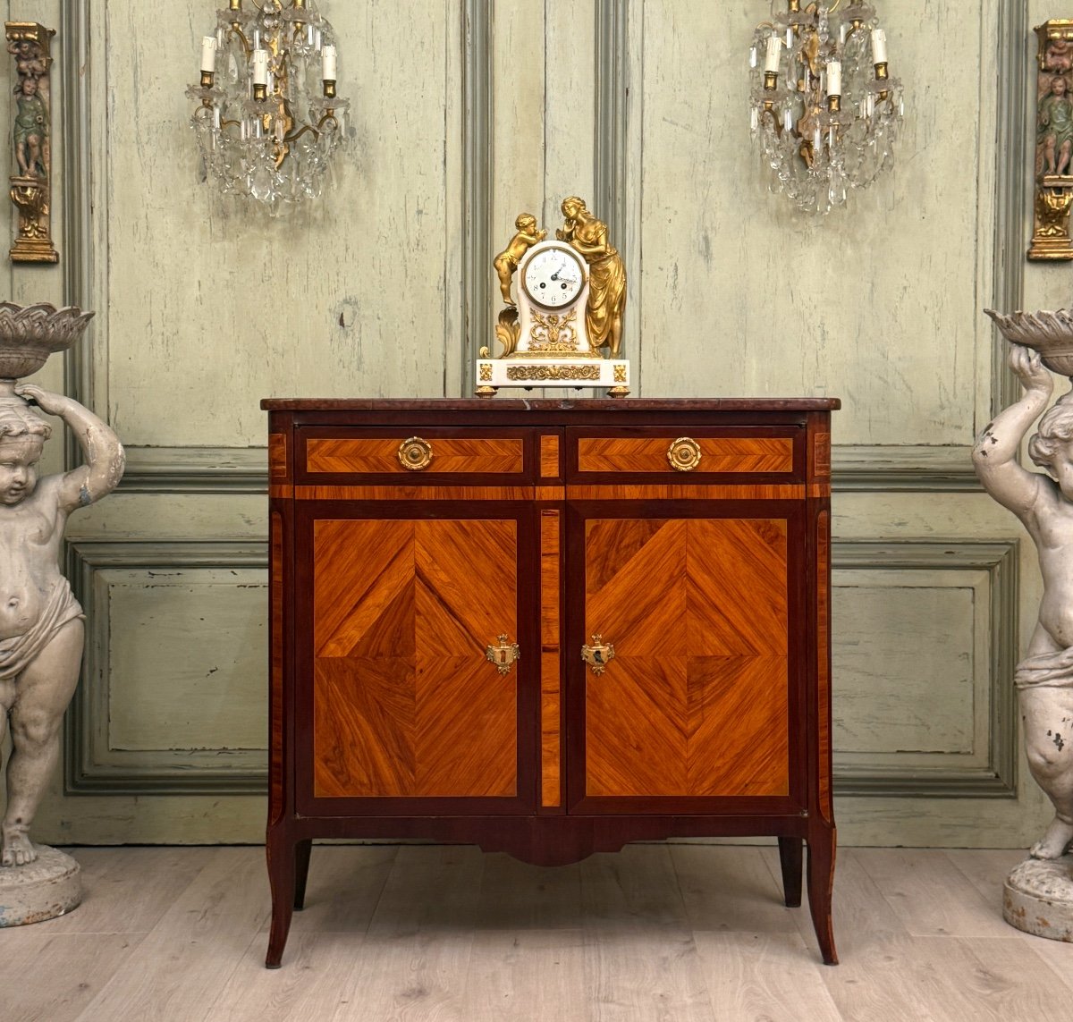Buffet, Meuble d'Entre Deux En Marqueterie d'Epoque Transition Vers 1760