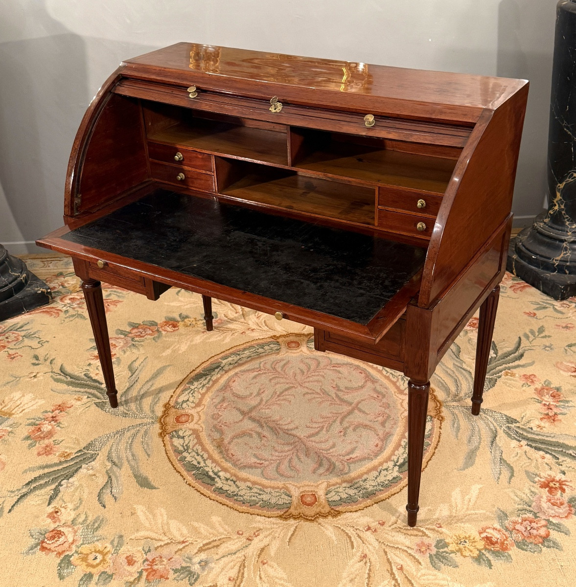Etienne Avril, Bureau Cylindre A Lamelles Estampillé d'Epoque Louis XVI Vers 1780-photo-6