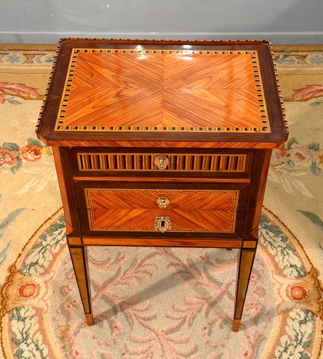 Louis XVI Period Marquetry Writing Desk Table Circa 1780-photo-4